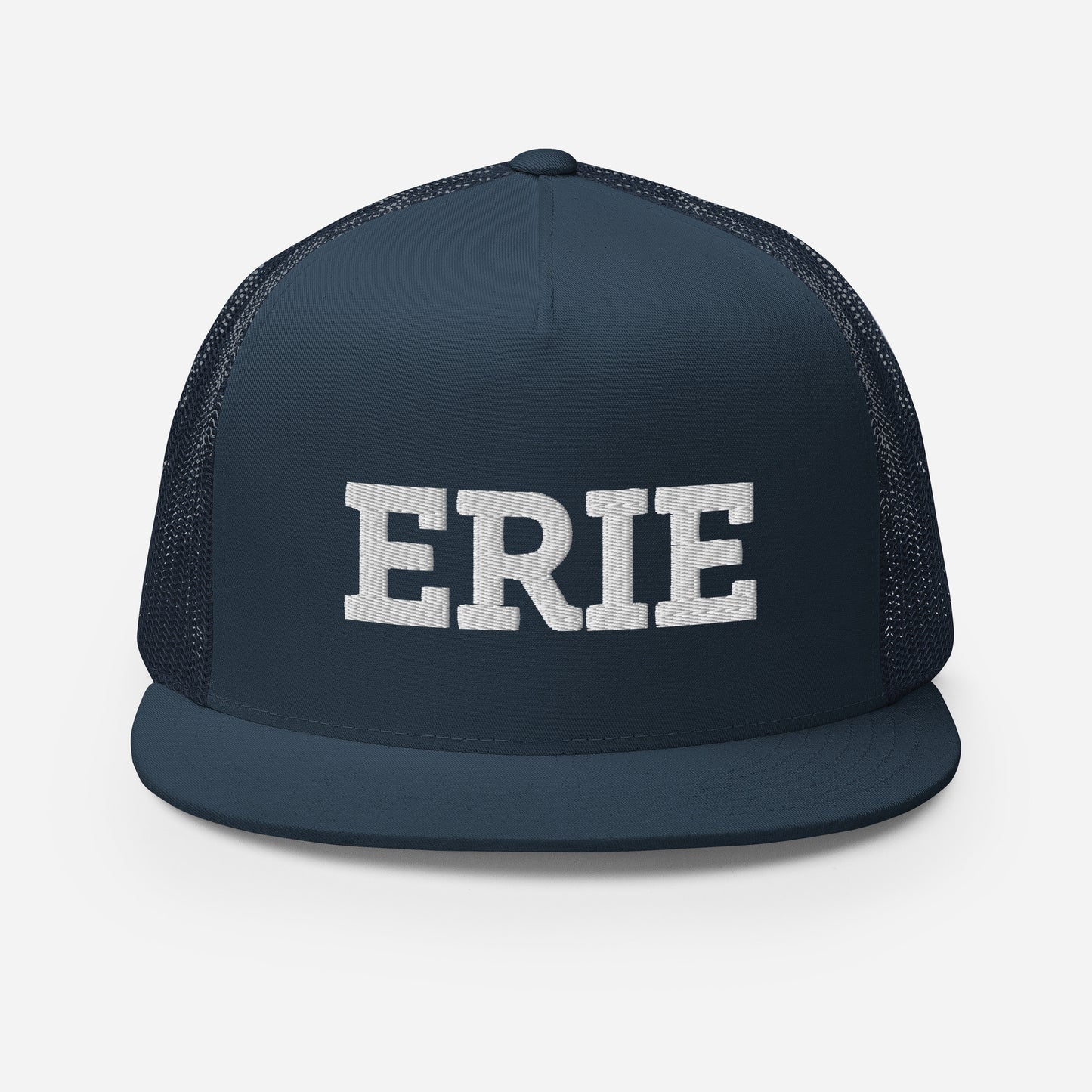 ERIE White Embroidered Trucker Cap
