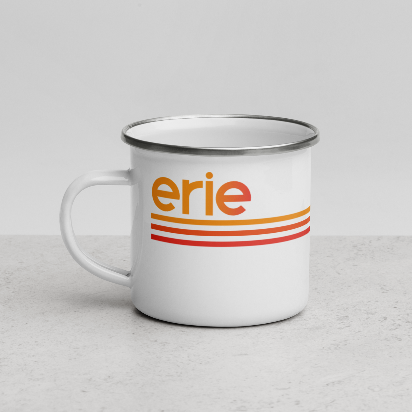 White Enamel Erie Tricolor Mug