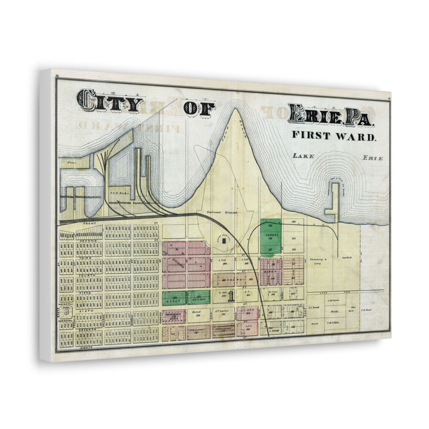 City of Erie 1st Ward Canvas Map