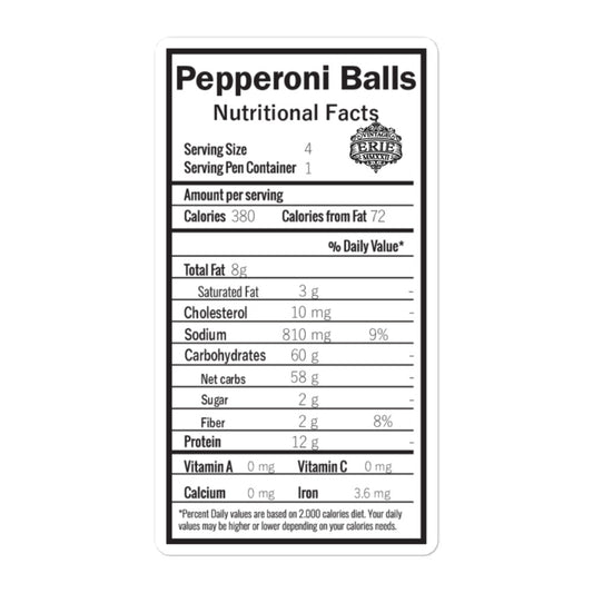 Pepperoni Ball Nutrition Sticker