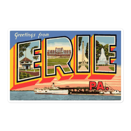 Vintage Erie Postcard Bubble-free stickers