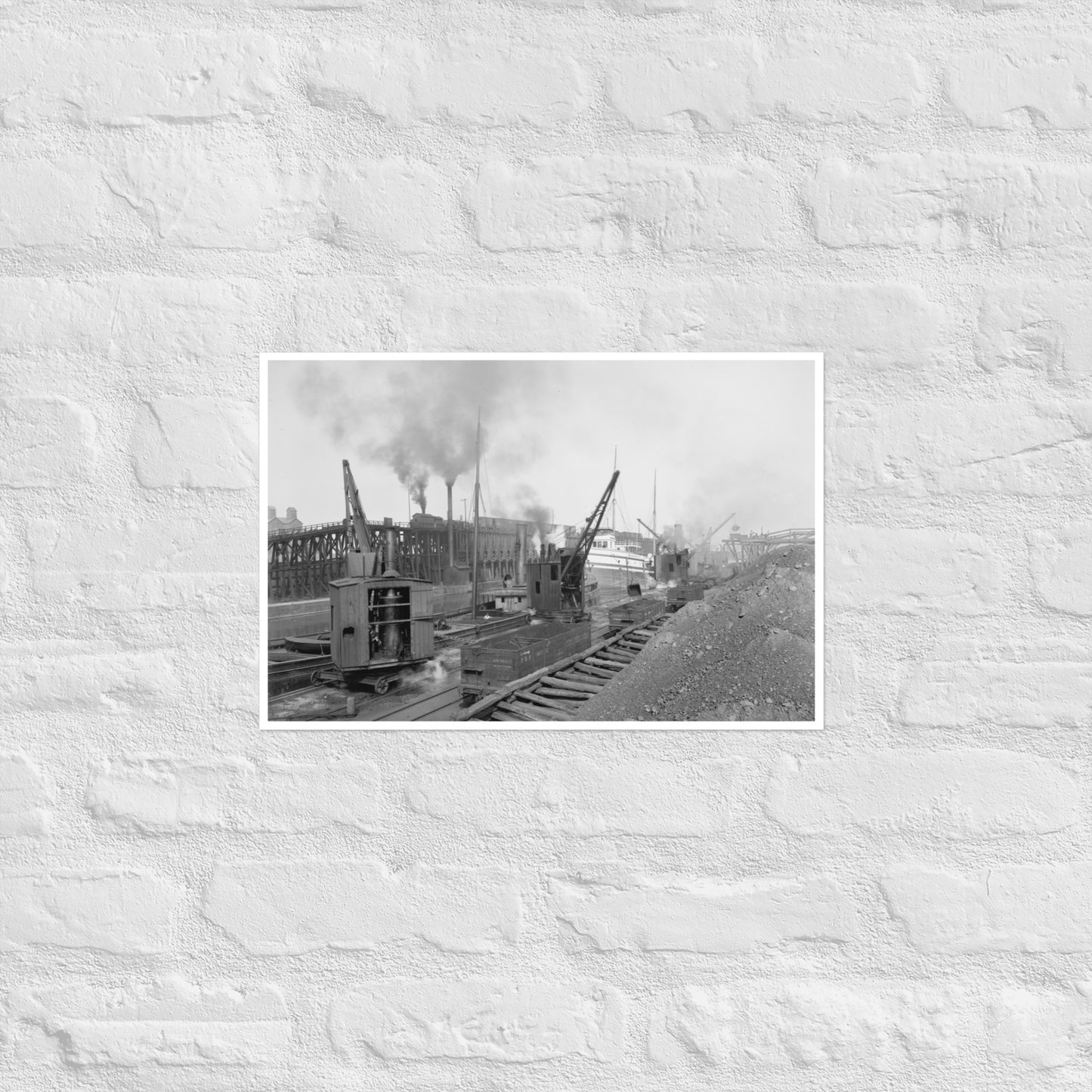 Whirleys Unloading Ore Pennsylvania Railroad Docks Erie PA (1900) Photo Poster