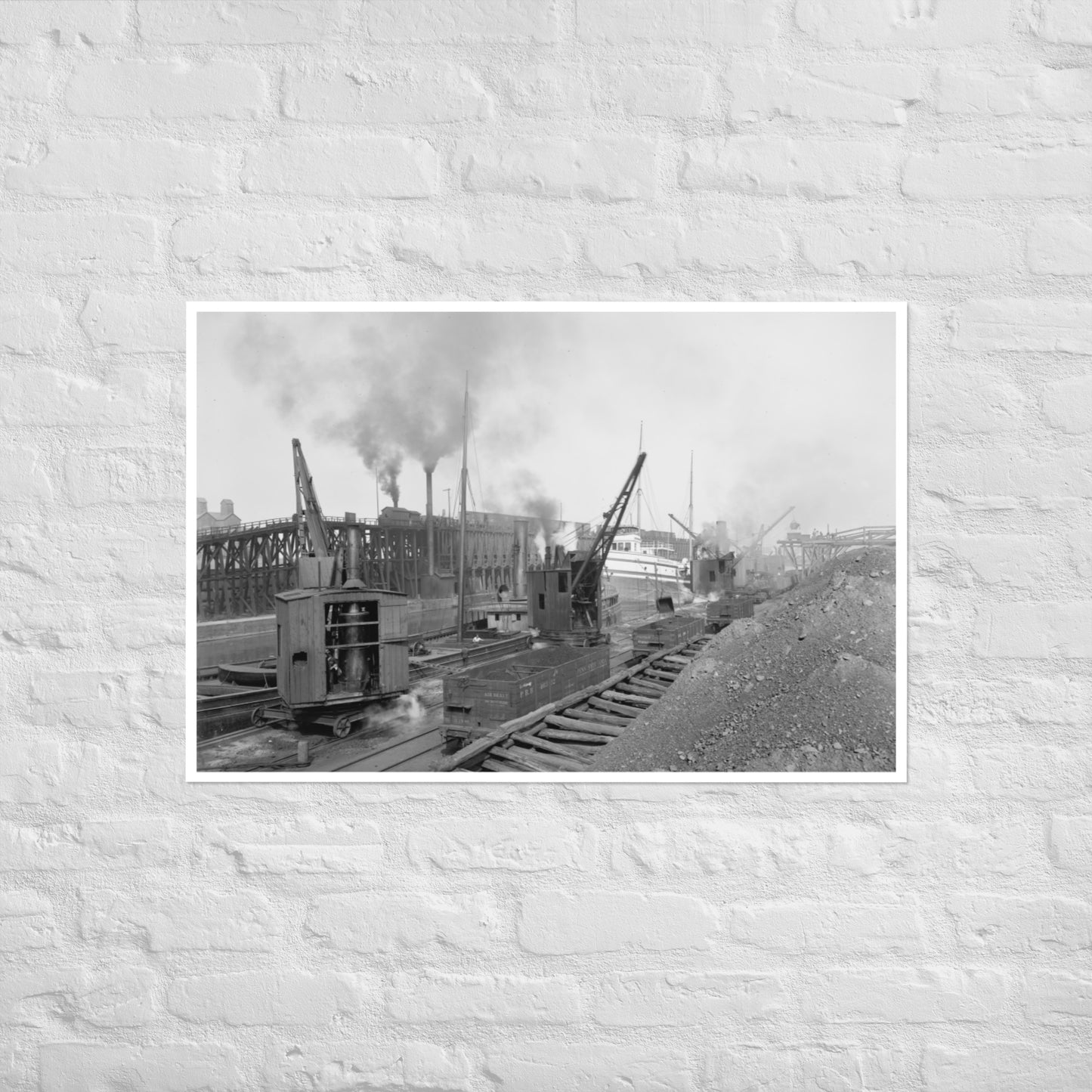 Whirleys Unloading Ore Pennsylvania Railroad Docks Erie PA (1900) Photo Poster