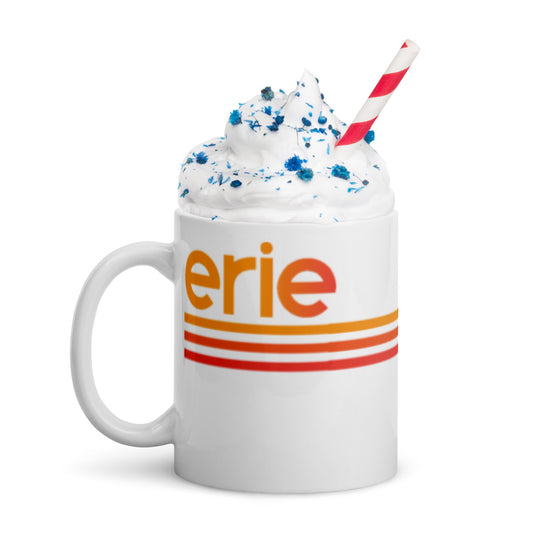 White Glossy Erie PA Tricolor Mug