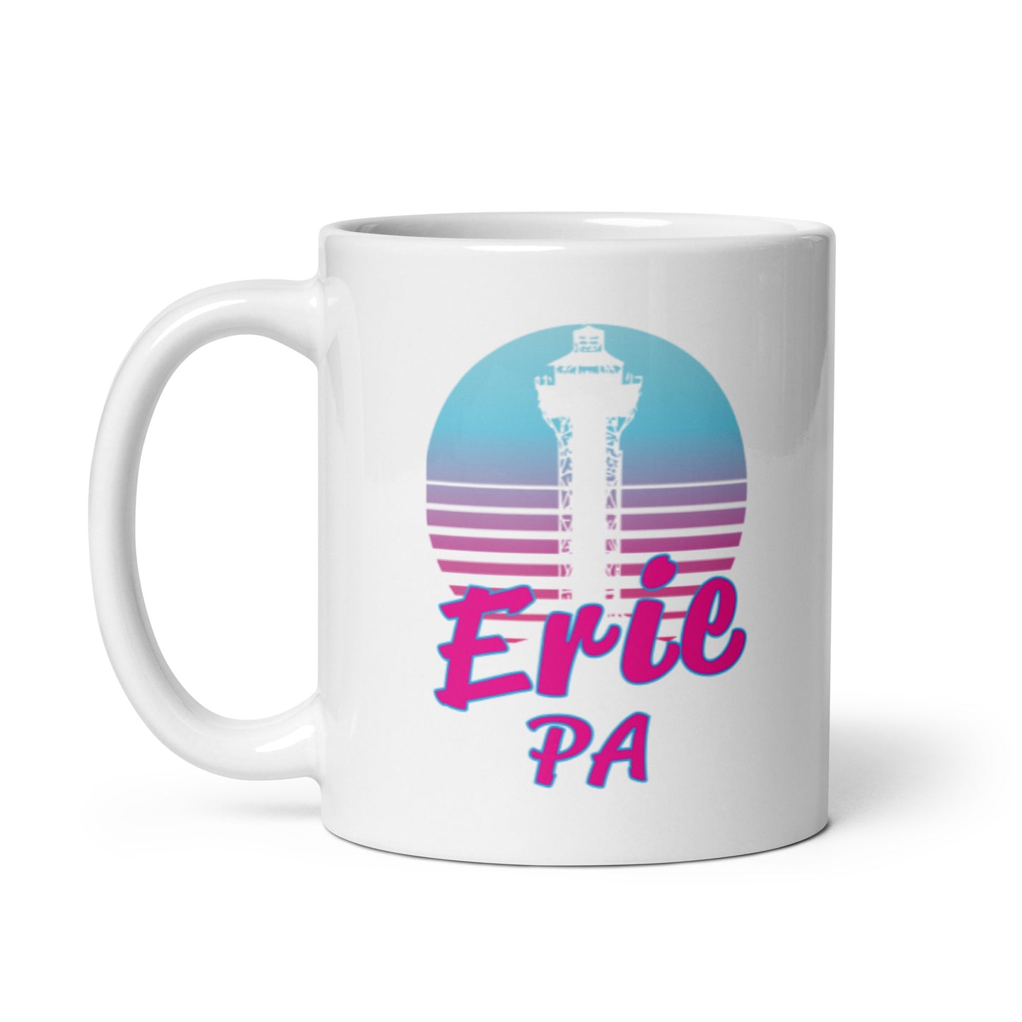 White Glossy Erie PA Tower Sunset Mug