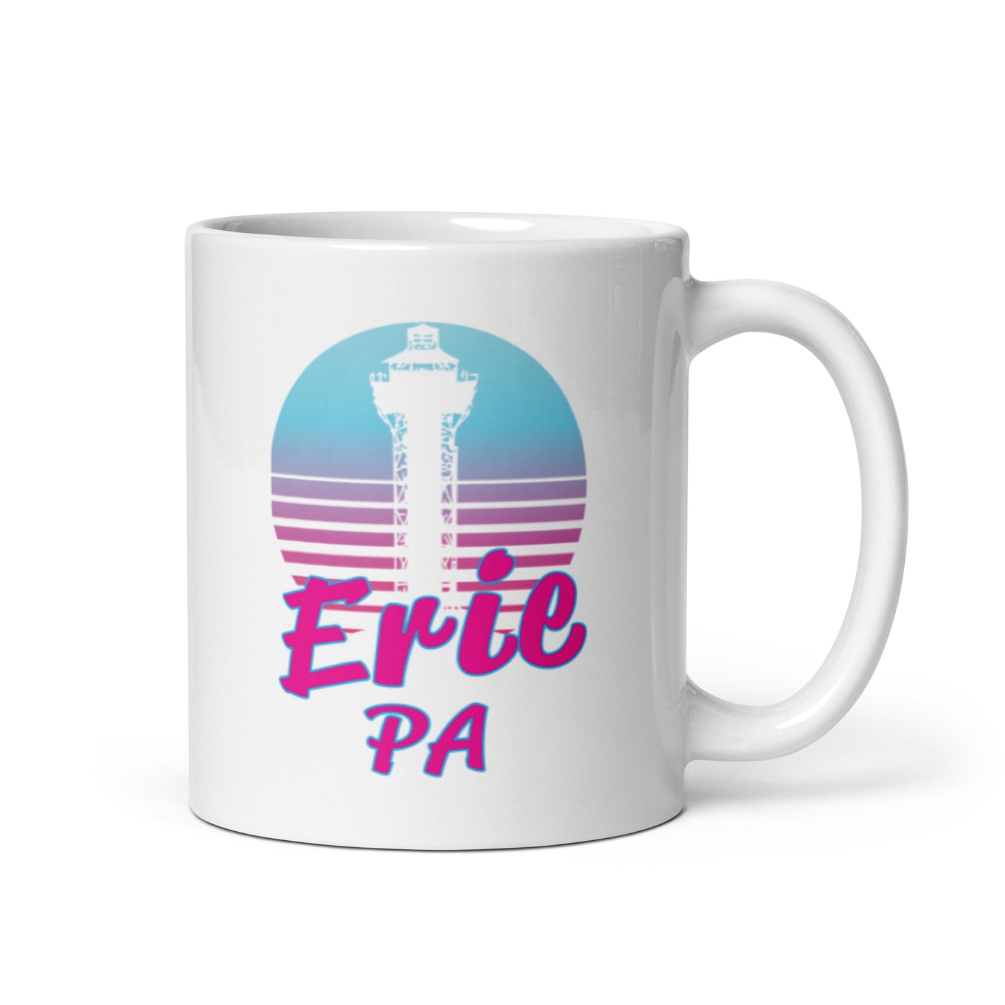 White Glossy Erie PA Tower Sunset Mug